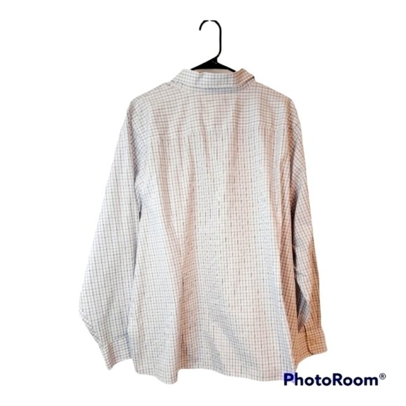 Lands'end Non Iron Pinpoint Oxford button blue white plaid shirt plus s - Picture 4 of 10